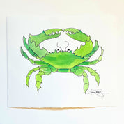Lime Green Crab Coastal Watercolor 9x11 by Laura Trevey (view 3)