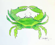 Coastal Artwork - Lime Green Crab 9x11