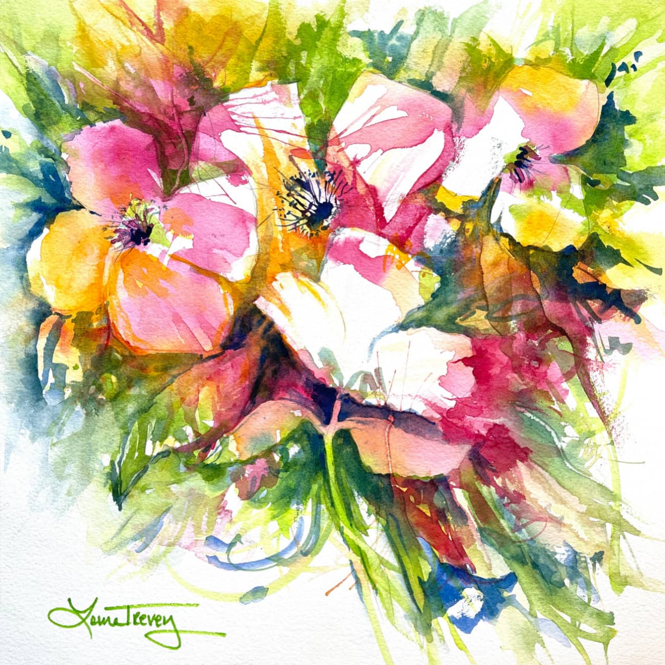 Summer Colors Watercolor 12×12 by Laura Trevey