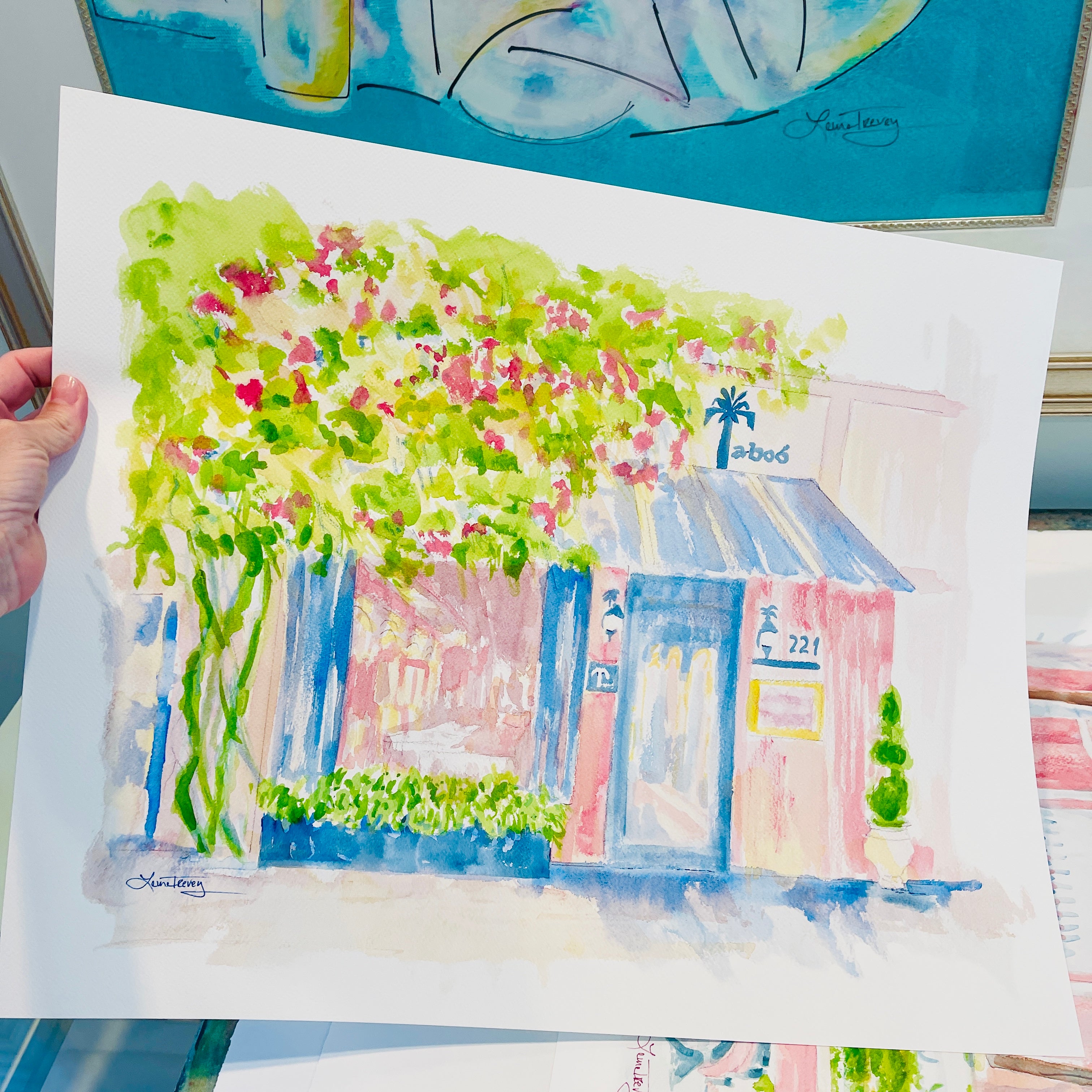 Ta-Boo Restaurant Watercolor Print by Laura Trevey (view 2)