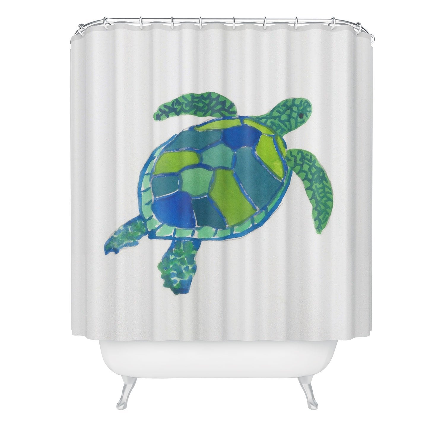 Seafoam Green Crab Shower Curtain - Laura Trevey Bathroom