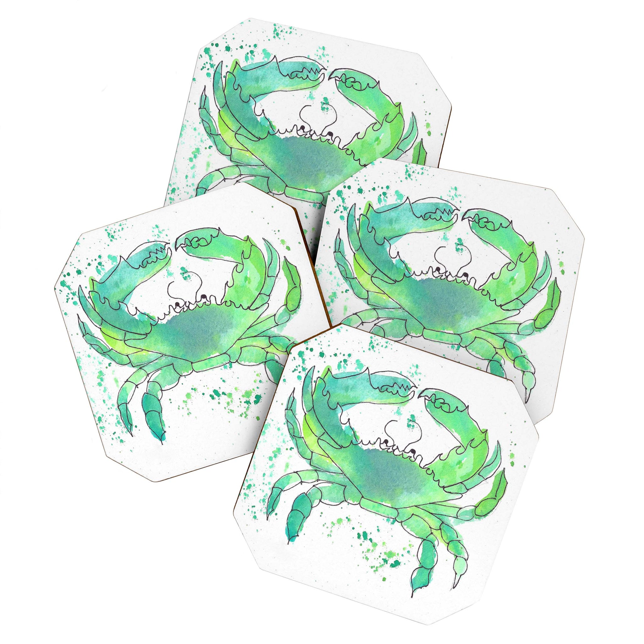 Seafoam Green Crab Coaster Set