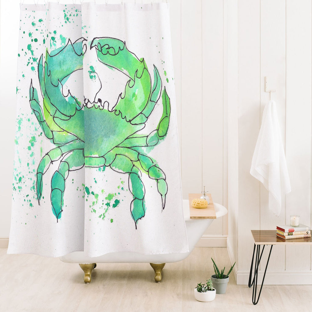 Seafoam Green Crab Shower Curtain - Laura Trevey Bathroom