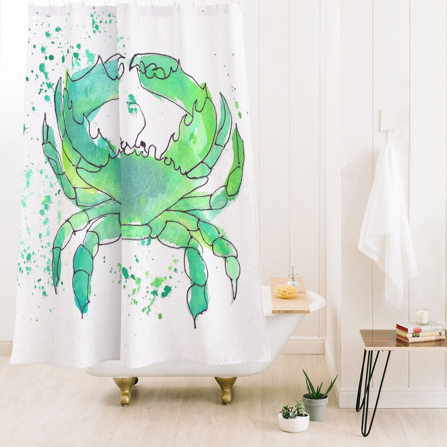 Seafoam Green Crab Shower Curtain